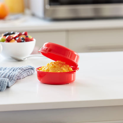 Sistema Microwave Egg Cooker and Poacher with Steam Release Vent, Dishwasher Safe, 9.16-Ounce, Red - CookCave