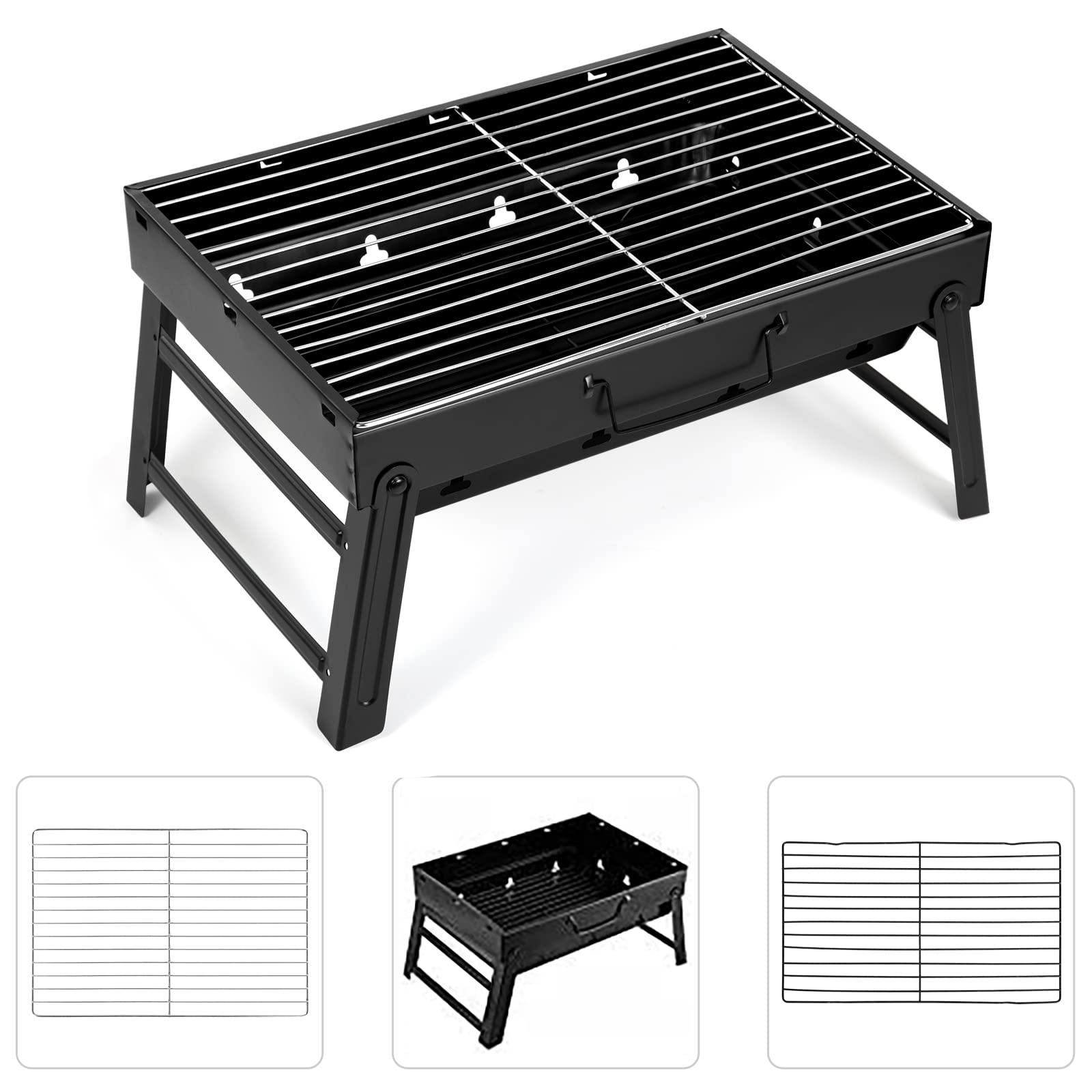 Barbecue Grill, Charcoal Grill Folding Portable Lightweight Barbecue Grill Tools for Outdoor Grilling Cooking Camping Hiking Picnics Tailgating Backpacking Party (Medium) - CookCave