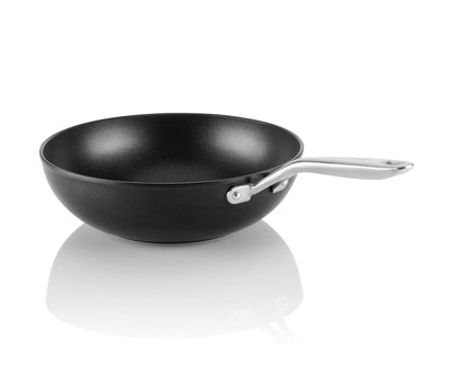 TECHEF - Onyx Collection, 12-Inch Nonstick Flat Bottom Wok/Stir-Fry Pan - PFOA Free, Dishwasher and Oven Safe, Made in Korea - CookCave