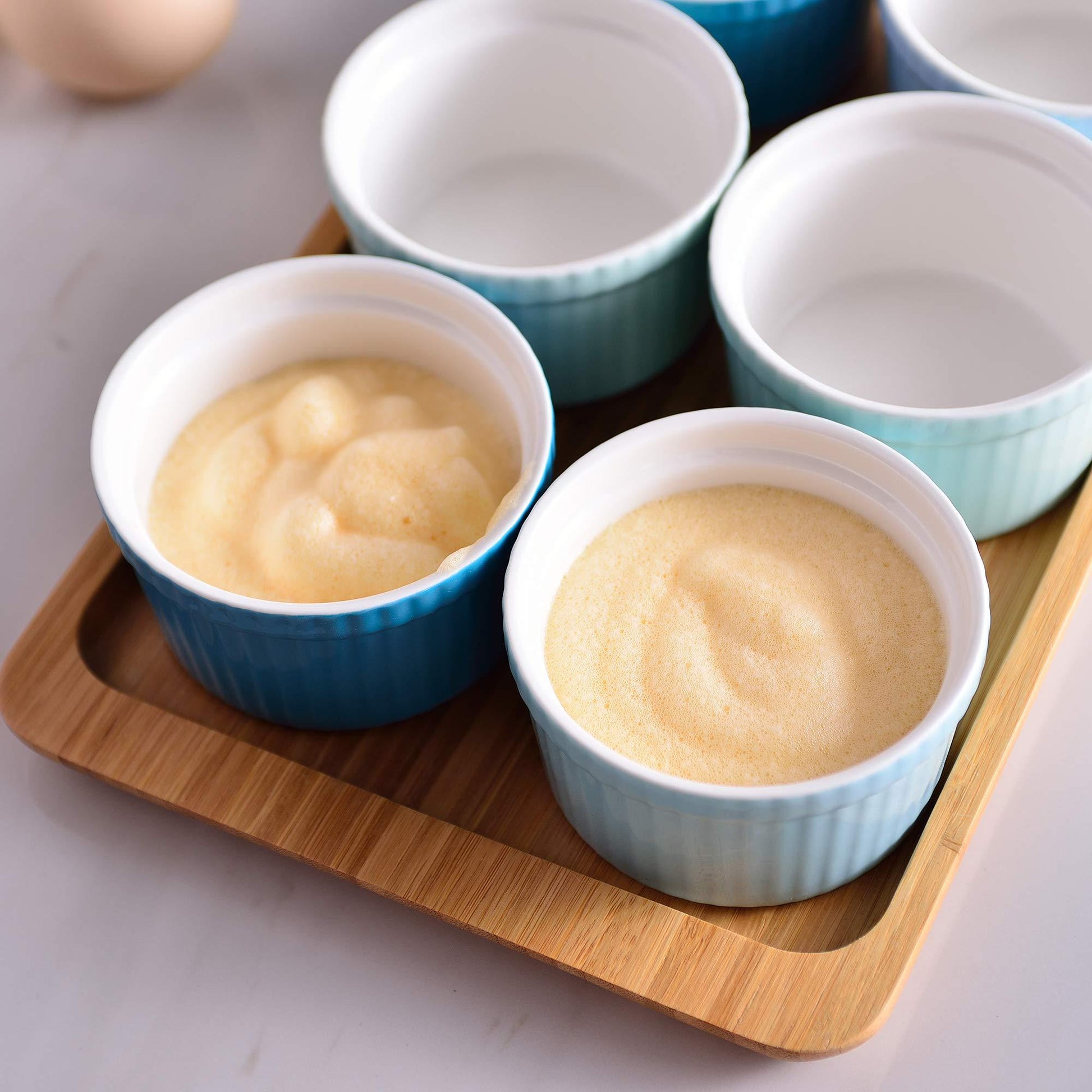 LOVECASA 6 OZ Ramekins Bowls, Small Creme Brulee Ramekins Set of 12, Oven Safe Porcelain Souffle Cups for Baking Lava Cakes, Pudding, Pot Pie, Dip Sauce, Custard Cups & Ice Cream, Multi-Blue - CookCave