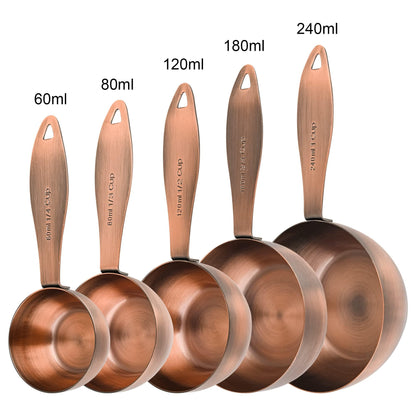Smithcraft Measuring Cups and Spoons Set, 12 Pieces Measuring Cup Set, Stainless Steel Measuring Cups, Metal Copper Measuring Cups Spoons, Dry Kitchen Measure Cup Spoon & Leveler & Measure Equivalents - CookCave