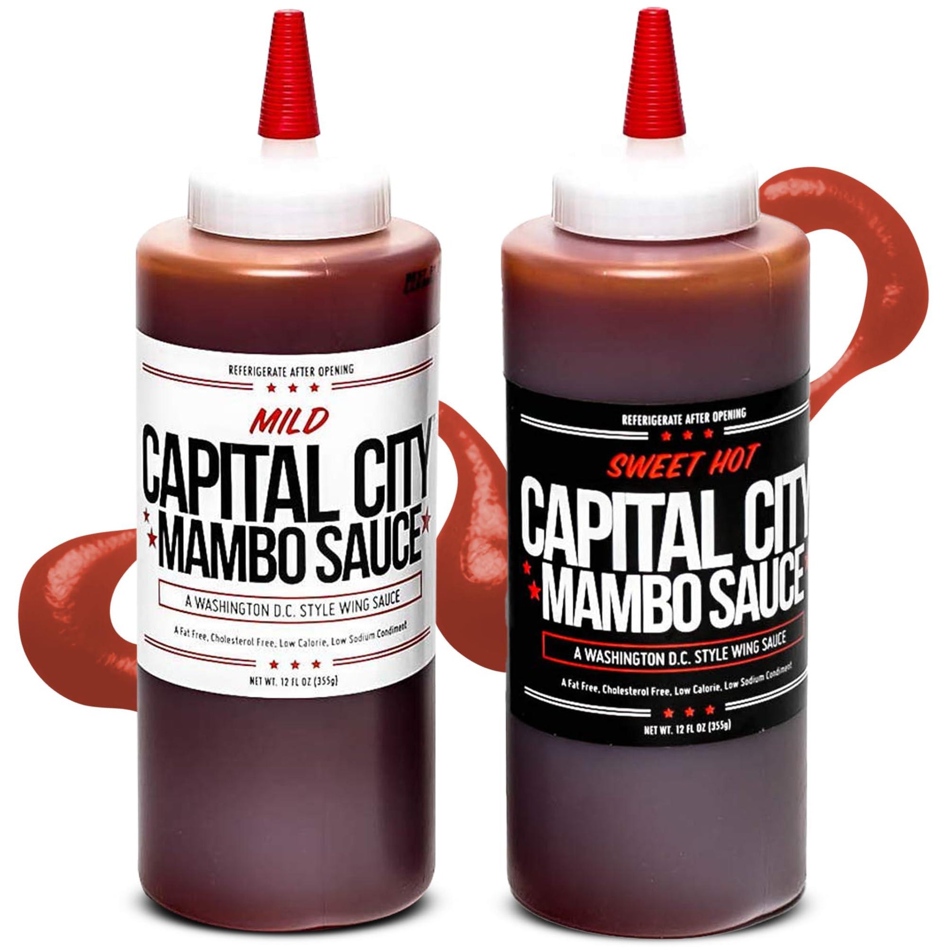 Capital City Mambo Sauce - Variety 2 Pack - Sweet Hot & Mild | Washington DC Wing Sauces | Perfect Condiment Topping for Wings, Chicken, Pork, Beef, Seafood, Burgers, Rice or Noodles | 12 fl oz Bottles - CookCave