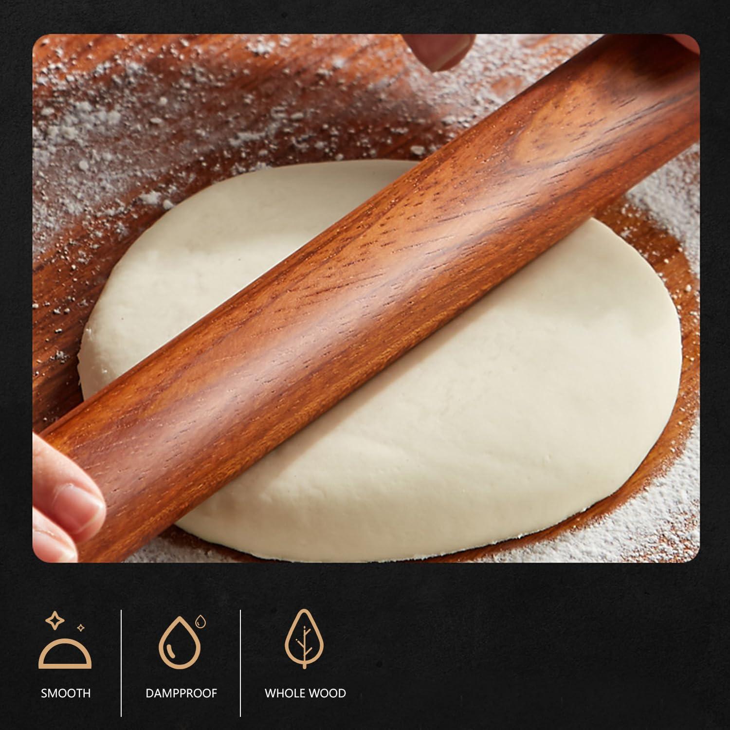 Vinoil Rosewood Rolling Pin with Pastry Mat Set for Dough, 16 inch French Wood Roller for Baking Pizza, Pie and Cookie - CookCave