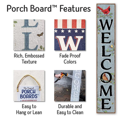 My Word! Welcome Cardinals On Blue Porch Board Welcome Sign and Porch Leaner for Front Door Porch Deck Patio or Wall - Indoor Outdoor Spring Farmhouse Rustic Vertical Porch and Yard Decor – 8”x46.5” - CookCave