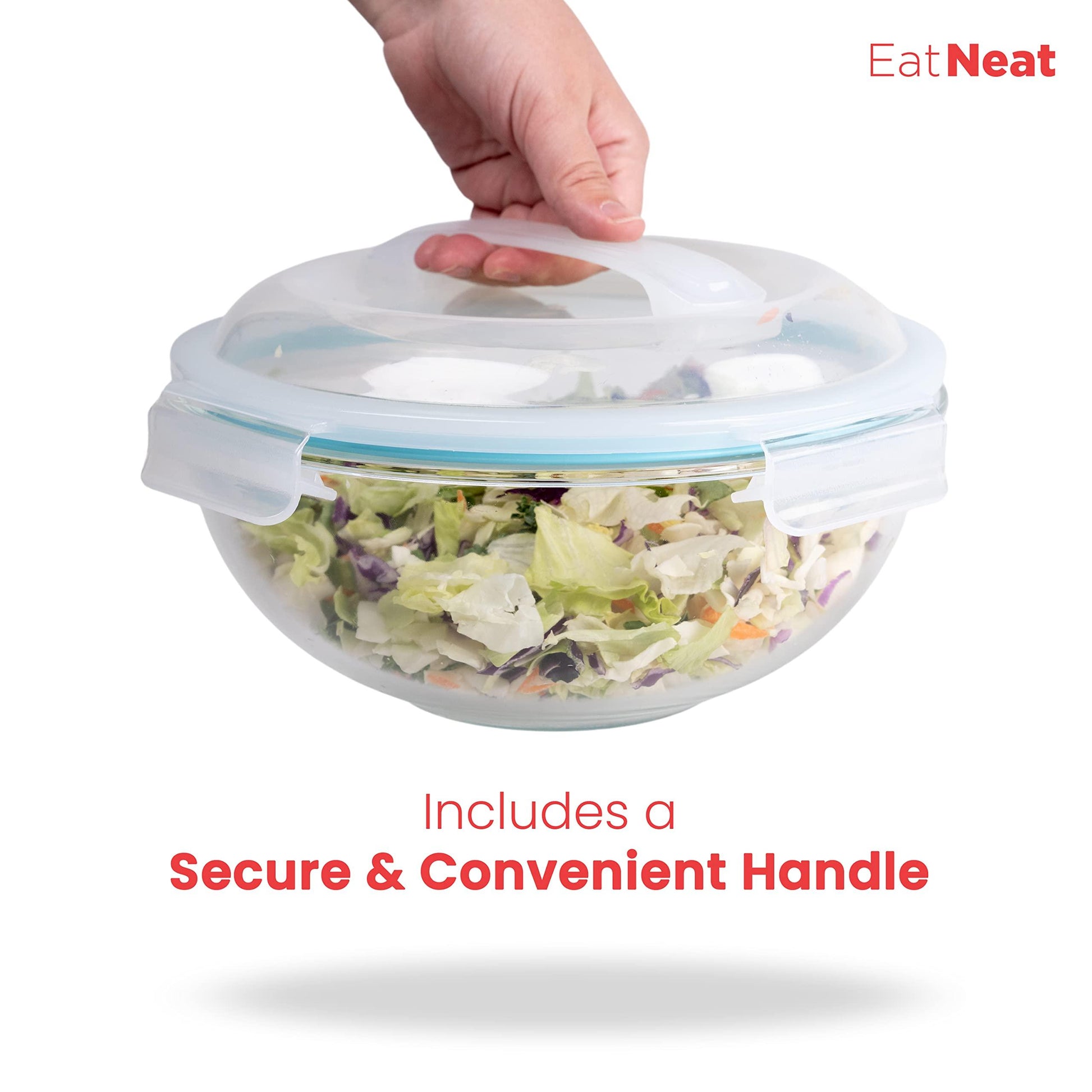 EatNeat Set of 5 Airtight Glass Food Storage Containers with Lids | Premium Airtight Storage Containers | Meal Prep Food Containers with Lids | Glass Mixing Bowls | Kitchen Storage Containers - CookCave