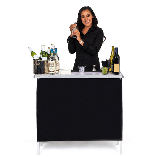 GoPong GoBar Portable Bar Table - Mobile Bartender Station for Events - Includes Carrying Case - Standard or LED, Black - CookCave