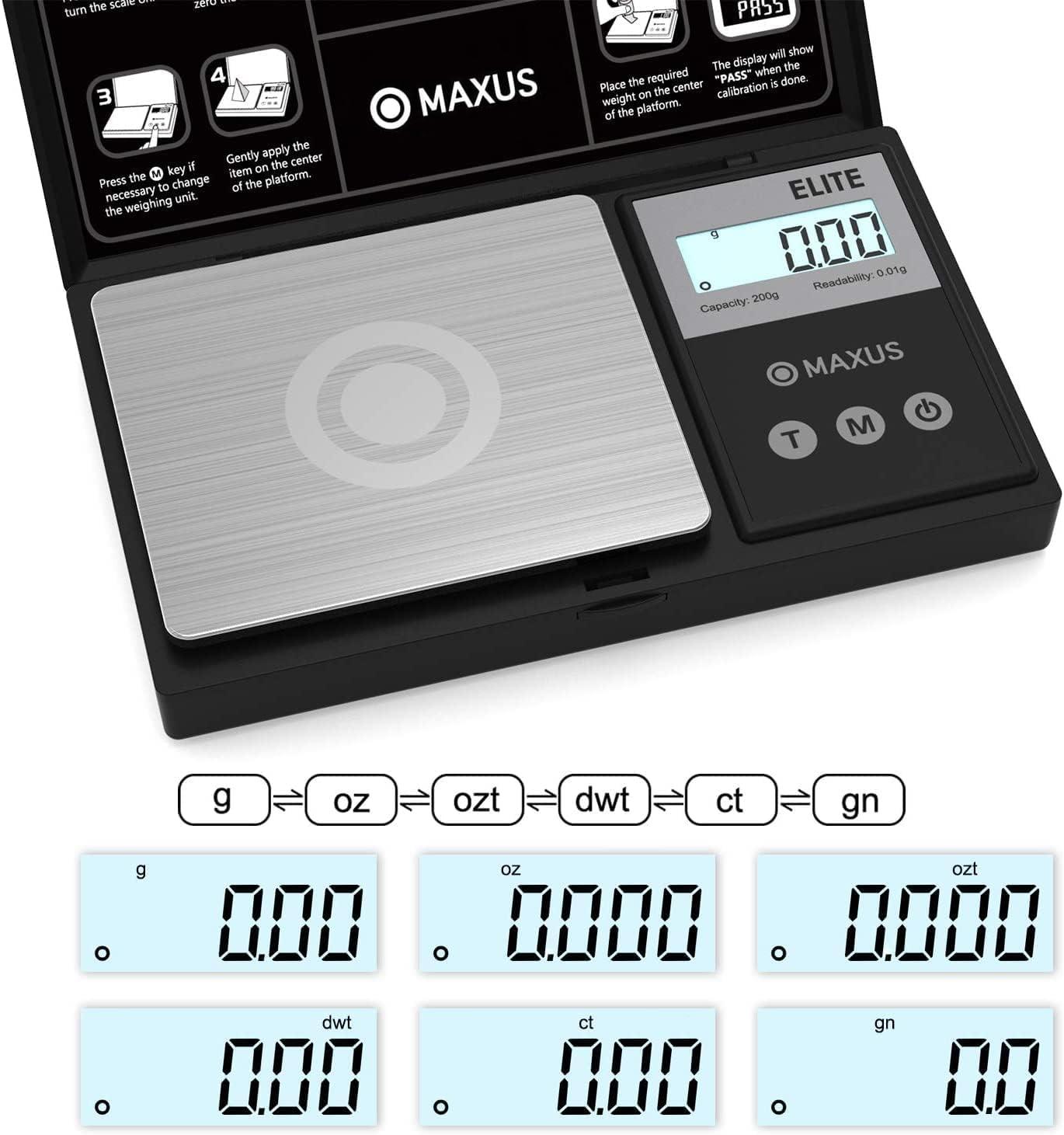 MAXUS Precision Pocket Scale 200g x 0.01g, Digital Gram Scale Small Food/Jewelry Scale Ounces/Grains Scale with Backlit LCD, Great for Travel - CookCave