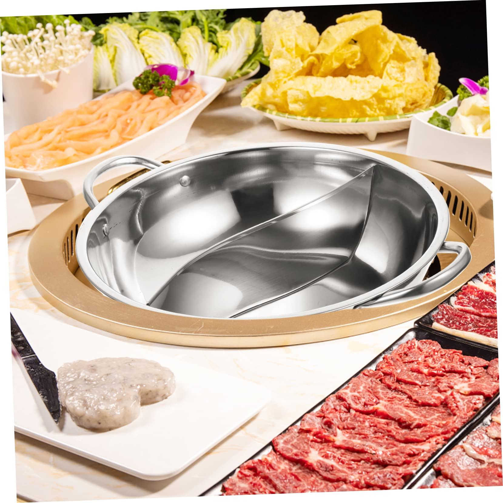 KICHOUSE Mandarin Duck Pot Stainless Steel Stock Pot Sheet Pan Divider Skillet with Lid Divided Pan Induction Pot Soup Cooking Pan Stainless Steel Cooking Pot Soup Pot Kitchen Cooking Pot - CookCave