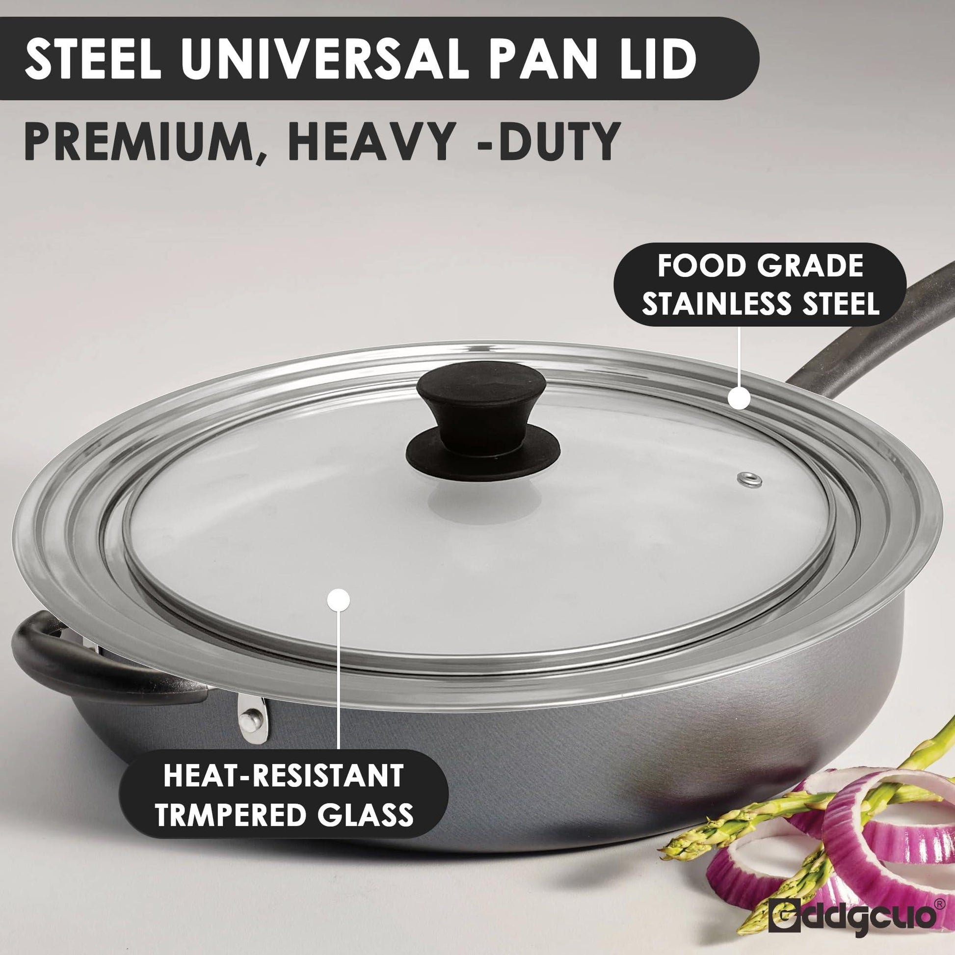 GDDGCUO Universal Lid for Pots and Pans, Fits 9", 10" & 10.5" Diameter Cookware, Replacement Stainless Steel Skillets lids, Heat Resistant Frying Pan lid, Dishwasher Safe and BPA Free - CookCave