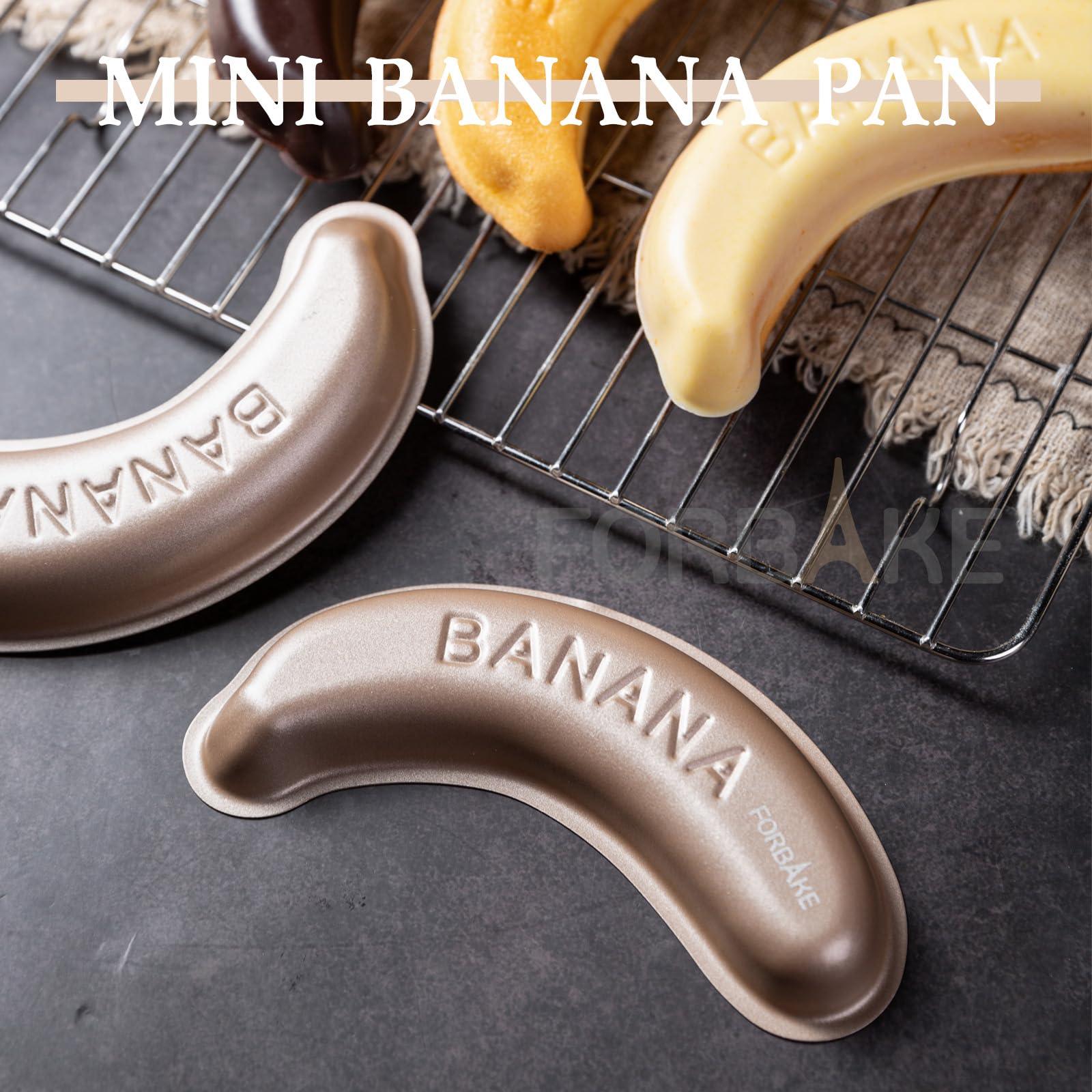 Marimer FORBAKE Non-Stick 6" Banana Shaped Pan Set - 6-Pack Golden Aluminum Baking Molds for Fun and Whimsical Cakes - Bake Like a Pro! - CookCave