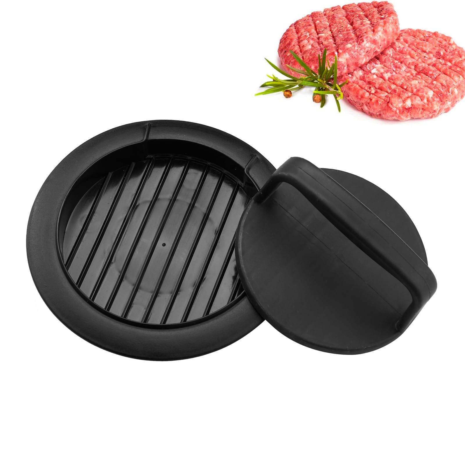 HiempTru Burger Press Patty Maker, Round Non-Stick Stuffed Hamburger Press Accessories Smashed Hamburger Press Patty Burger Meat Sausage Beef Maker Mold Kitchen Gadgets for Grilling (1 Pack, Black) - CookCave