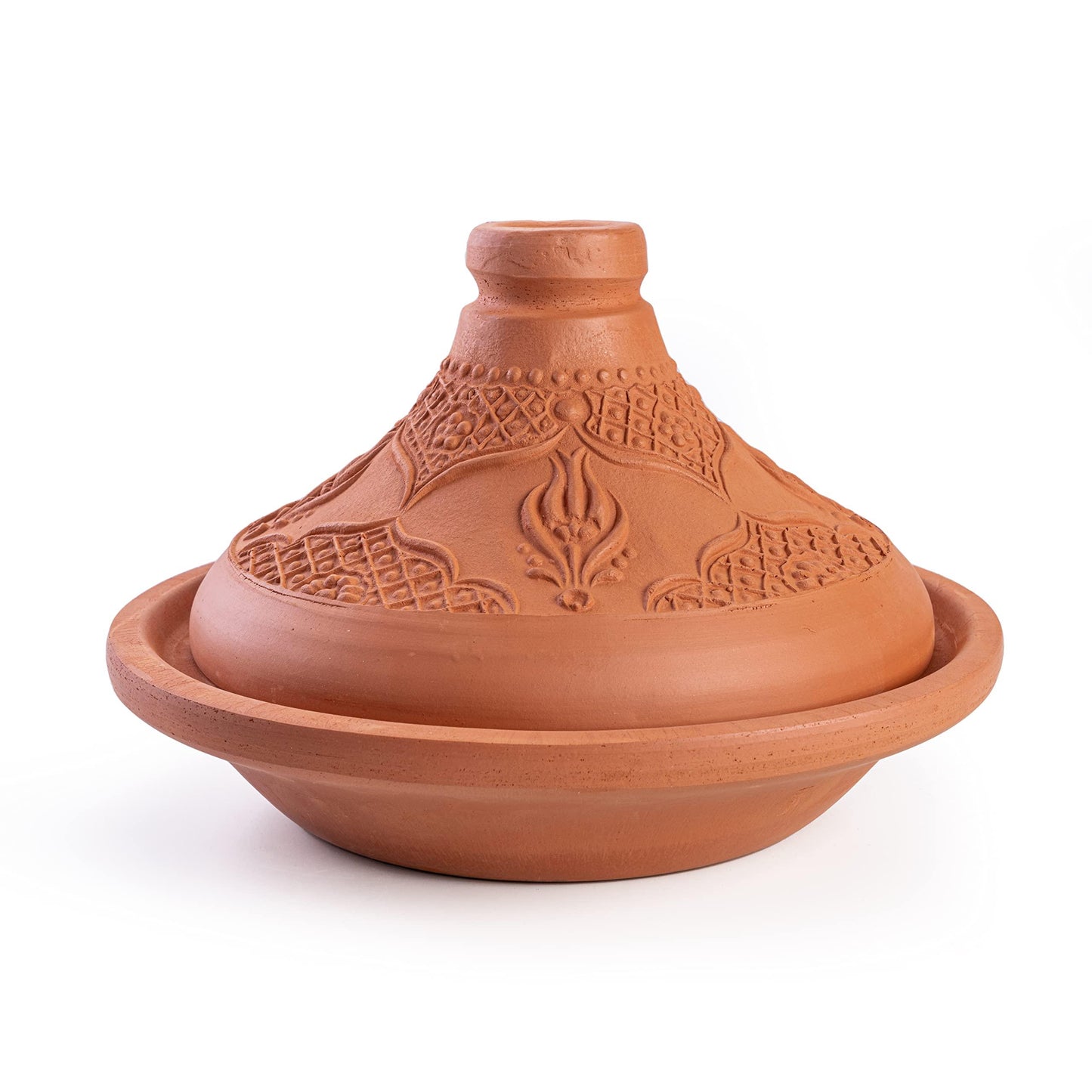 LUKSYOL Handmade Moroccan Tajin Set - Elevate Your Culinary Journey with Authentic Terracotta Clay Cooking Pots (2PCs, 8 x 4.7 in) for Moroccan, Indian, Mexican & Mediterranean Delights - CookCave