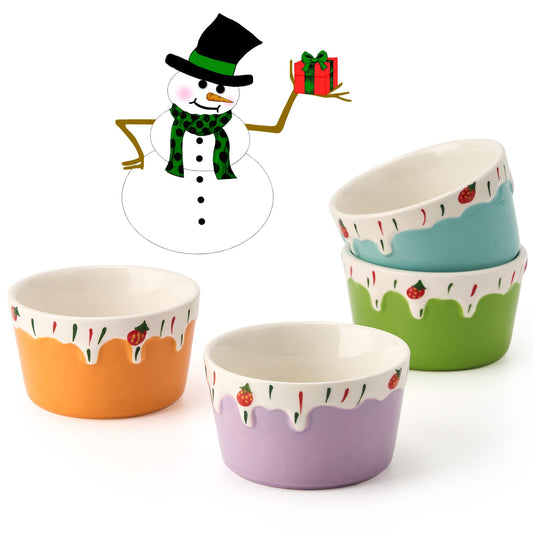 Jemirry Japanese-style Ramekins, 5 oz Ramekins Set of 4 - Oven Safe, Creme Brulee Ramekins Souffle Dish Baking Bowl, Colorful Ceramic Ramekins for Baking, Holiday, Christmas, New Year Gifts - CookCave