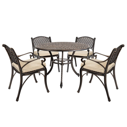 Kinger Home 5-Piece Outdoor Patio Dining Set for 4 Cast Aluminum Patio Furniture Set Table and Chairs Set of 4 wth Cushions - CookCave