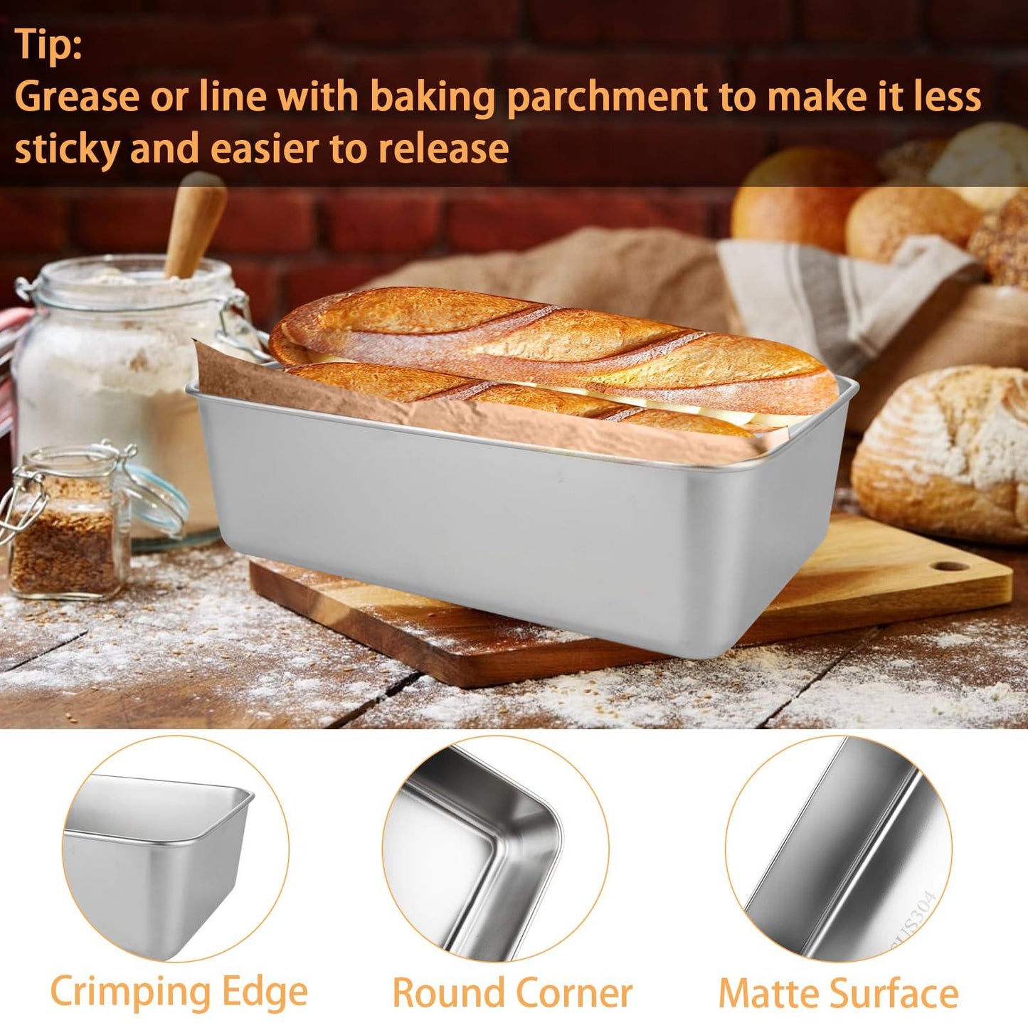 AKOLAFE 6Pcs Stainless Steel Loaf Pan 8.5 x 5.5 Inch Banana Bread Pan for Homemade Bread Baking Pan for Oven Metal Meatloaf Pan Sandwich Bread Loaf Pans for Baking Bread Tins for Baking Meat Loaf Cake - CookCave