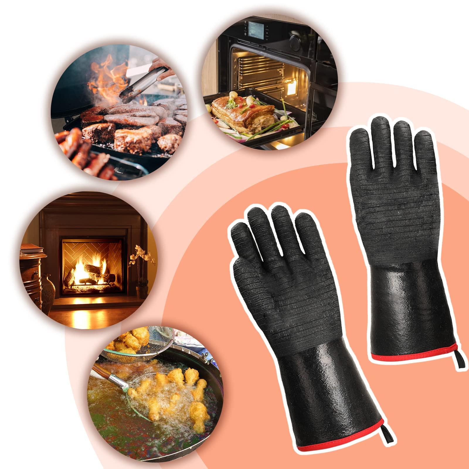 Schwer Grill BBQ Gloves 932℉ Heat Resistant Cooking Barbecue Gloves Waterproof Grilling Gloves for Turkey Fryer, Baking, Oven, Oil Resistant Neoprene Coating with Long Sleeve - CookCave