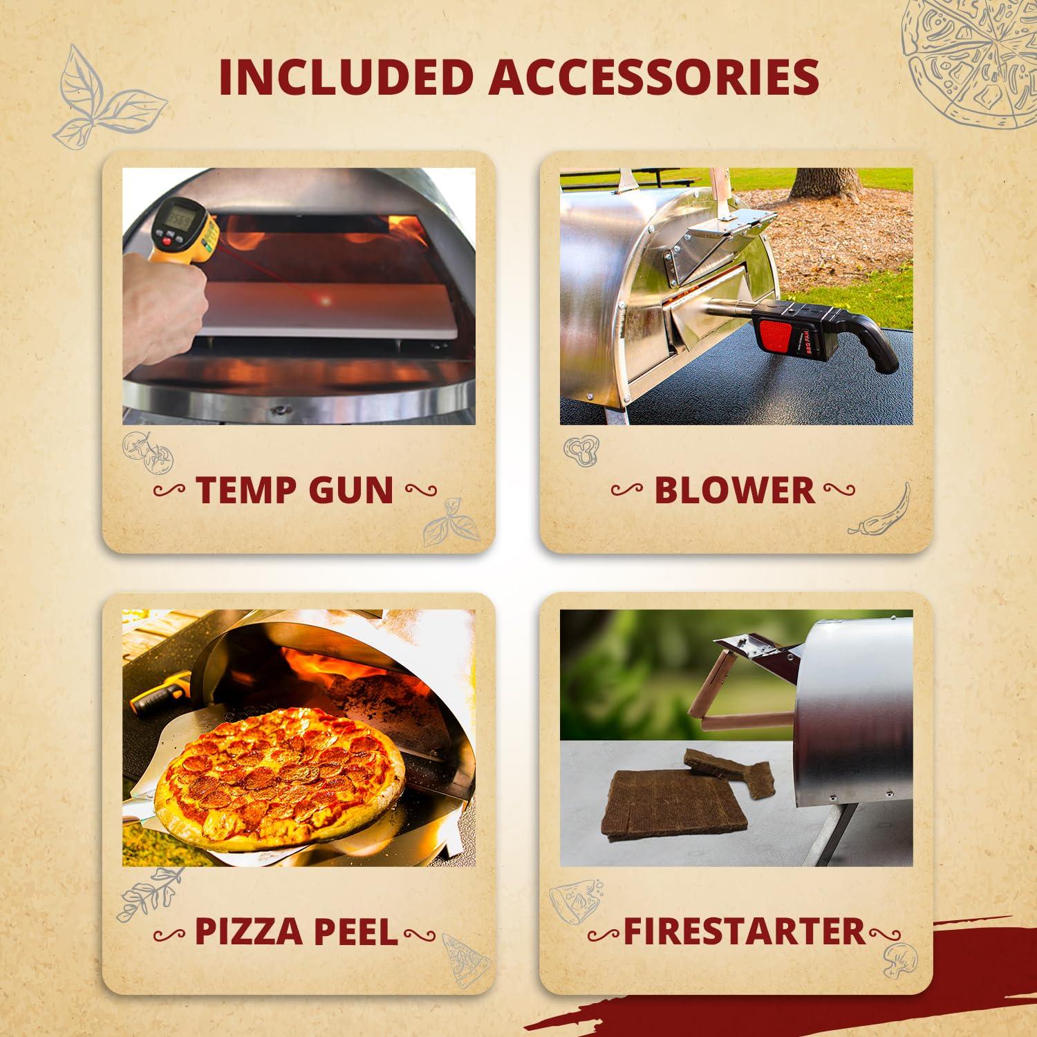 Pellethead PoBoy Wood Fired Pizza Oven, Portable for Outdoor Cooking, Includes Pizza Pack Oven Accessories Kit - CookCave