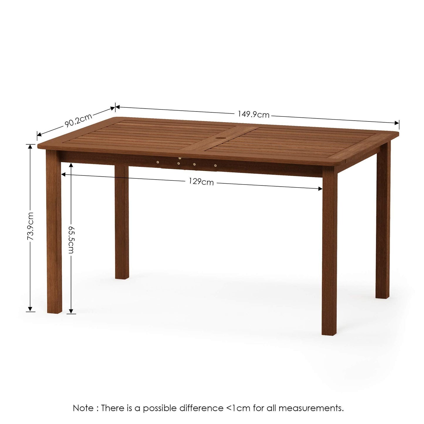 Furinno Tioman Outdoor Dining Table, Natural 35.5"D x 59.0"W x 29.0"H - CookCave