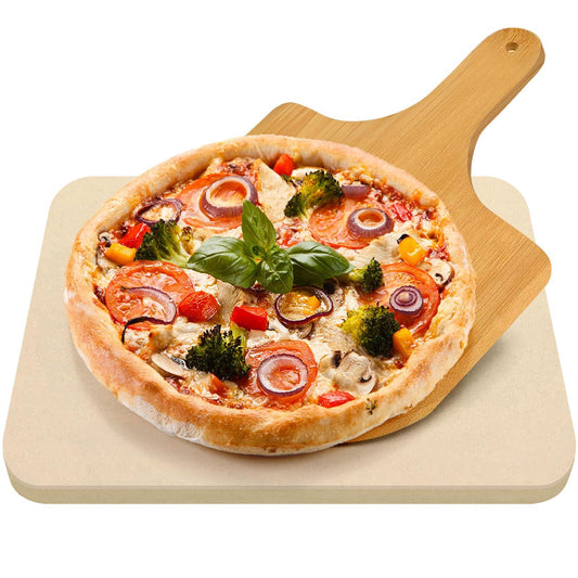 KORCCI Pizza Stone15 x 12", Large Pizza Stone for Oven and Grill, Free Pizza Peel paddle, Durable and Safe Baking Stone, Thermal Shock Resistant Cooking Stone - CookCave