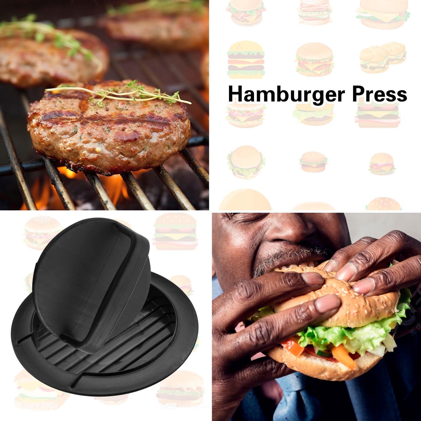 HiempTru Burger Press Patty Maker, Round Non-Stick Stuffed Hamburger Press Accessories Smashed Hamburger Press Patty Burger Meat Sausage Beef Maker Mold Kitchen Gadgets for Grilling (1 Pack, Black) - CookCave