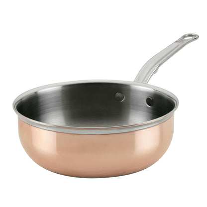 Hestan - CopperBond Collection - Copper Saucier Pan with Lid, Induction Cooktop Compatible, 2-Quart - CookCave