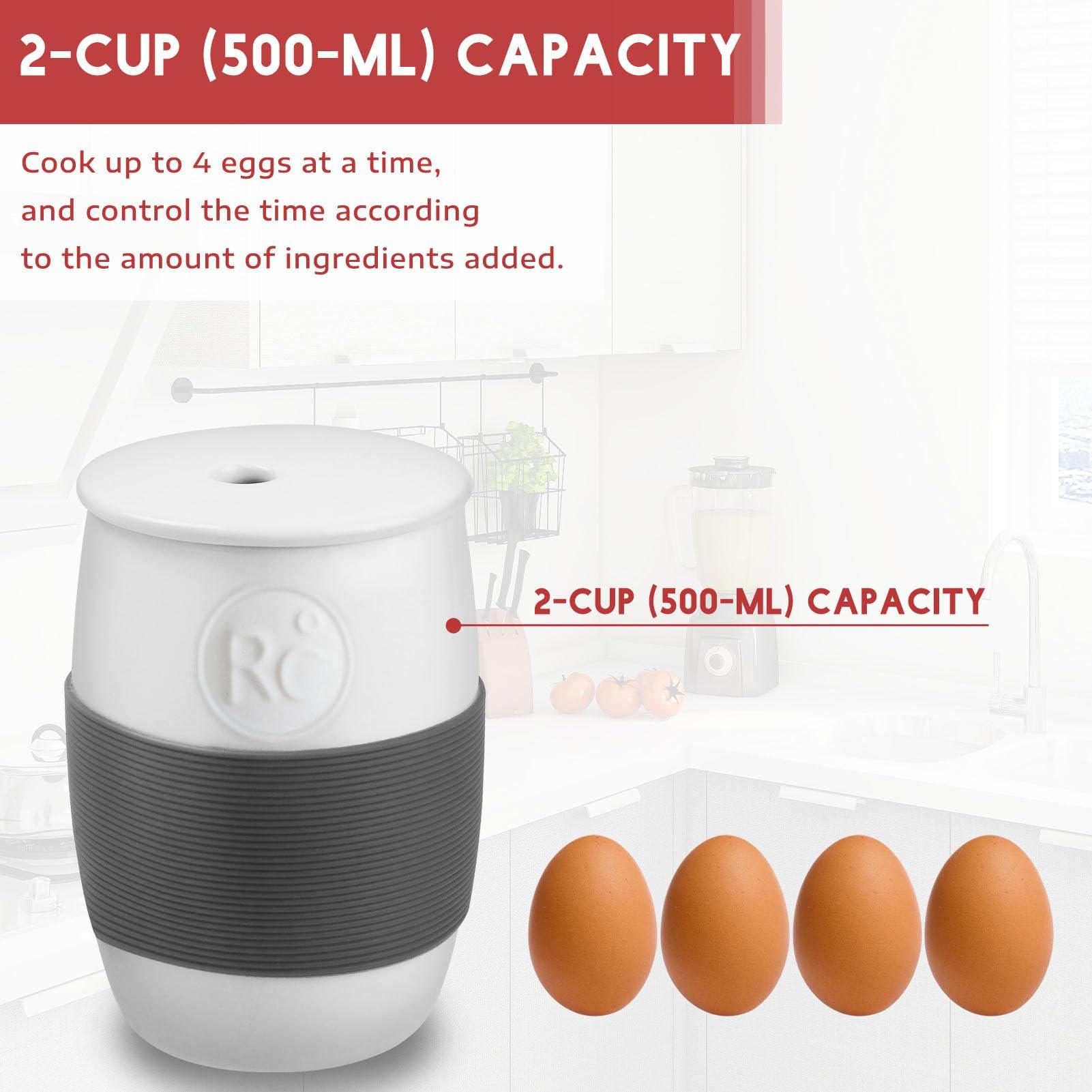 Professional Ceramic Egg Cooker for Microwave, Quick Scrambled Egg Maker Holds Up to 4 Eggs, Healthy Breakfast Cooker Great for Mug Cake, Microwave Muffin, Fast Egg Hamburg Omelet Maker Just 60s - CookCave