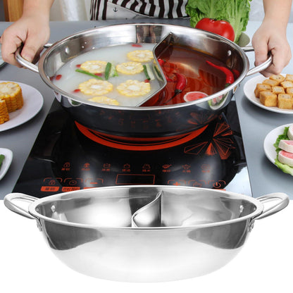 Tofficu Hot Pot with Divider, Stainless Steel 12.9 Inch Divided Hotpot, Hot Pot Pan Hotpot Pot Double Sauce Pot for Induction Cooktop Gas Stove - CookCave