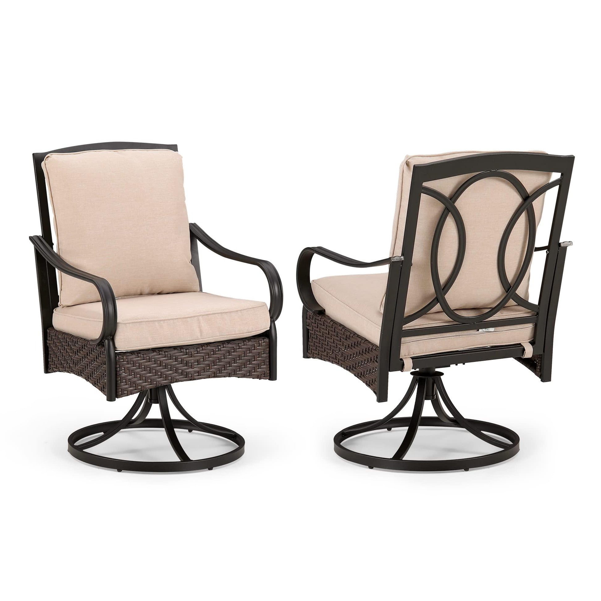 PHI VILLA Patio Swivel Dining Chairs Set of 2, Heavy Duty Outdoor Dining Chairs, Extra Large Patio Metal Chairs, Slight Rocking Patio Furniture Chairs for Garden Lawn & Porch, 2 Pack - CookCave