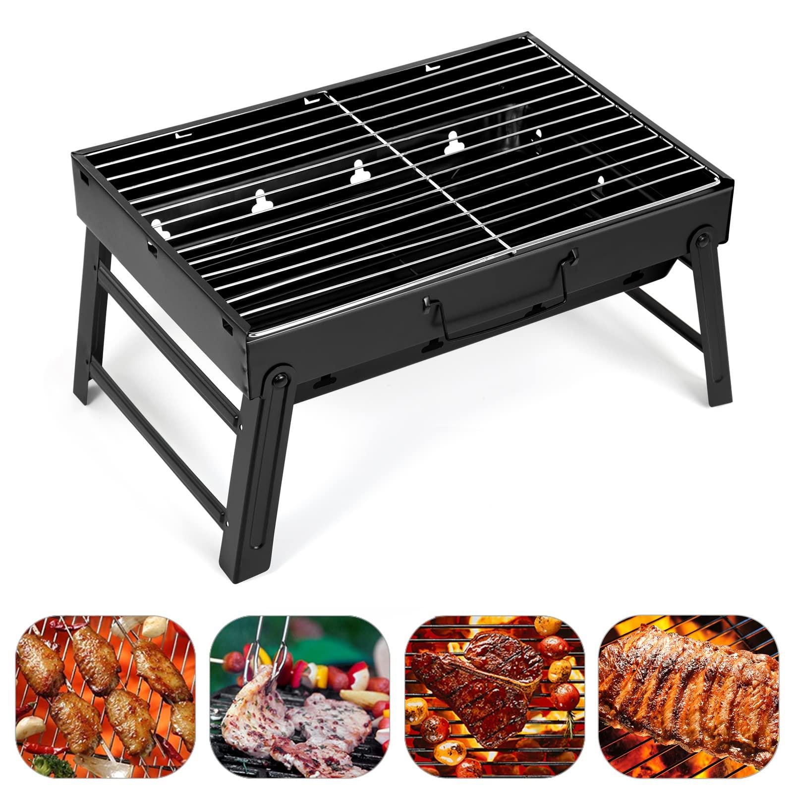 Barbecue Grill, Charcoal Grill Folding Portable Lightweight Barbecue Grill Tools for Outdoor Grilling Cooking Camping Hiking Picnics Tailgating Backpacking Party (Medium) - CookCave