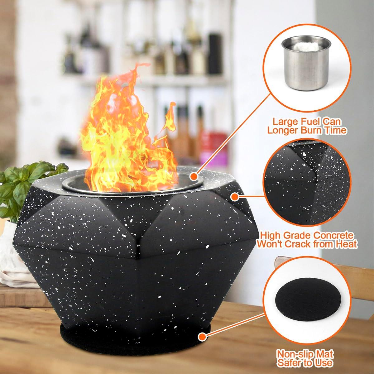 Tabletop Fire Pit Portable Concrete Table Top Fire Pit Bowl with 4 Roasting Stick Forks Mini Ethanol Fire Pit Bowl Rubbing Alcohol Fireplace Best Gifts for Friends Family - CookCave