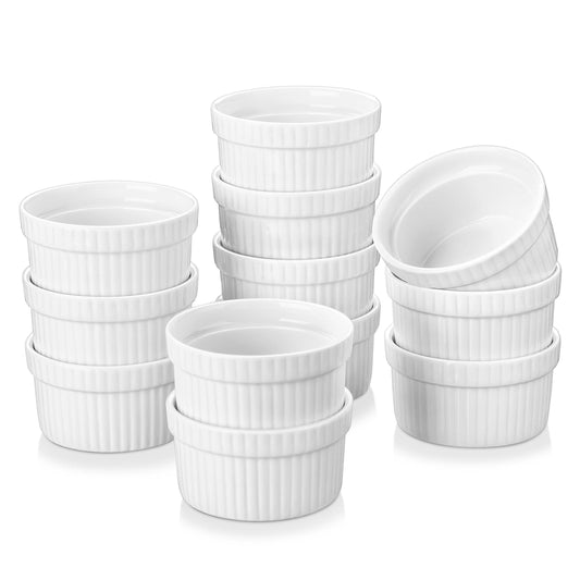 MALACASA Ramekins 1.5 oz set of 12, Mini Ceramic Creme Brulee Ramekins, White Custard Cups, Small Dipping Bowls for Kitchen Serving Sauce Condiments, Dishwasher Oven Safe, Series RAMEKIN.DISH - CookCave