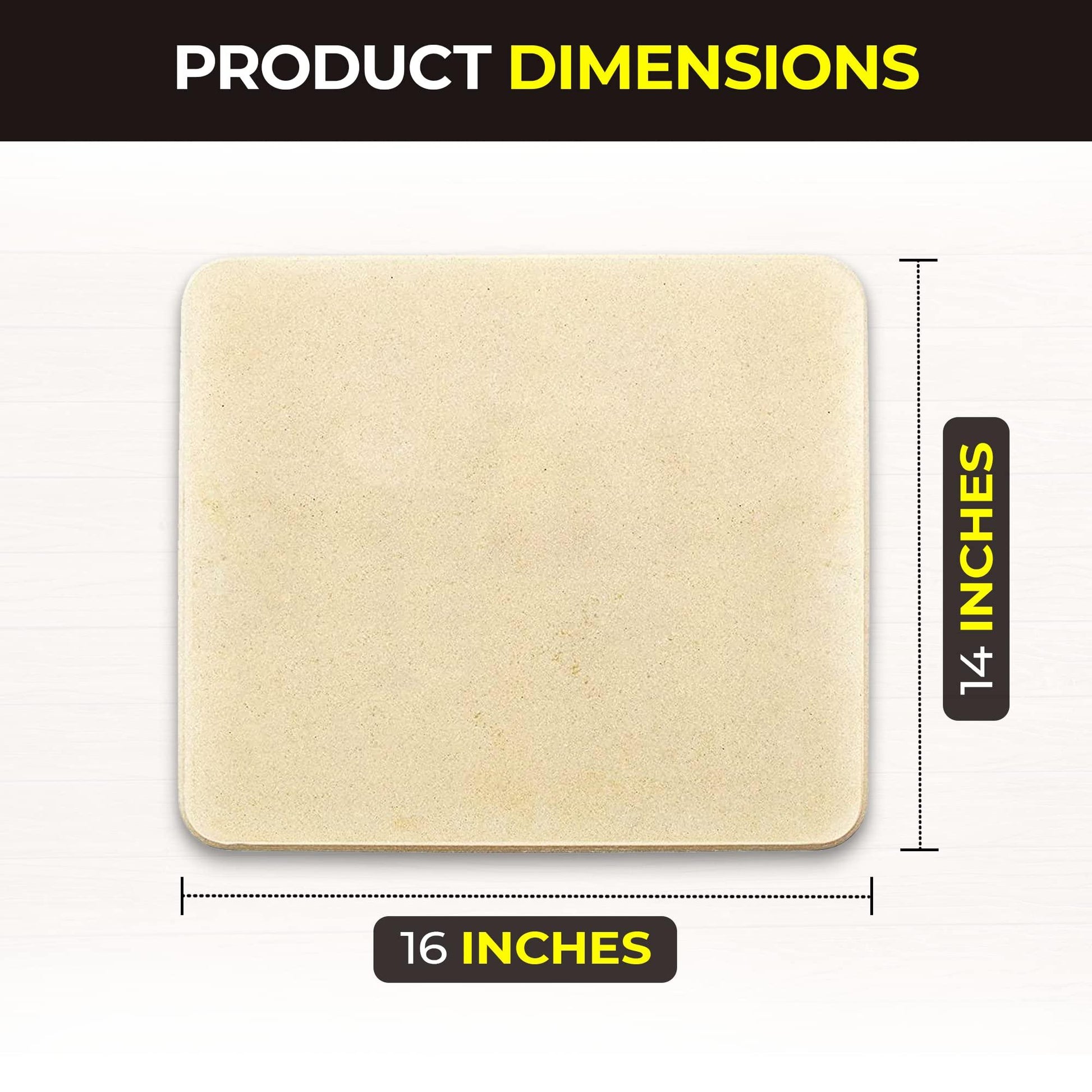 Pizza Stone - Baking Stone. SOLIDO Rectangular 14"x16" - Perfect for Oven, BBQ and Grill - CookCave