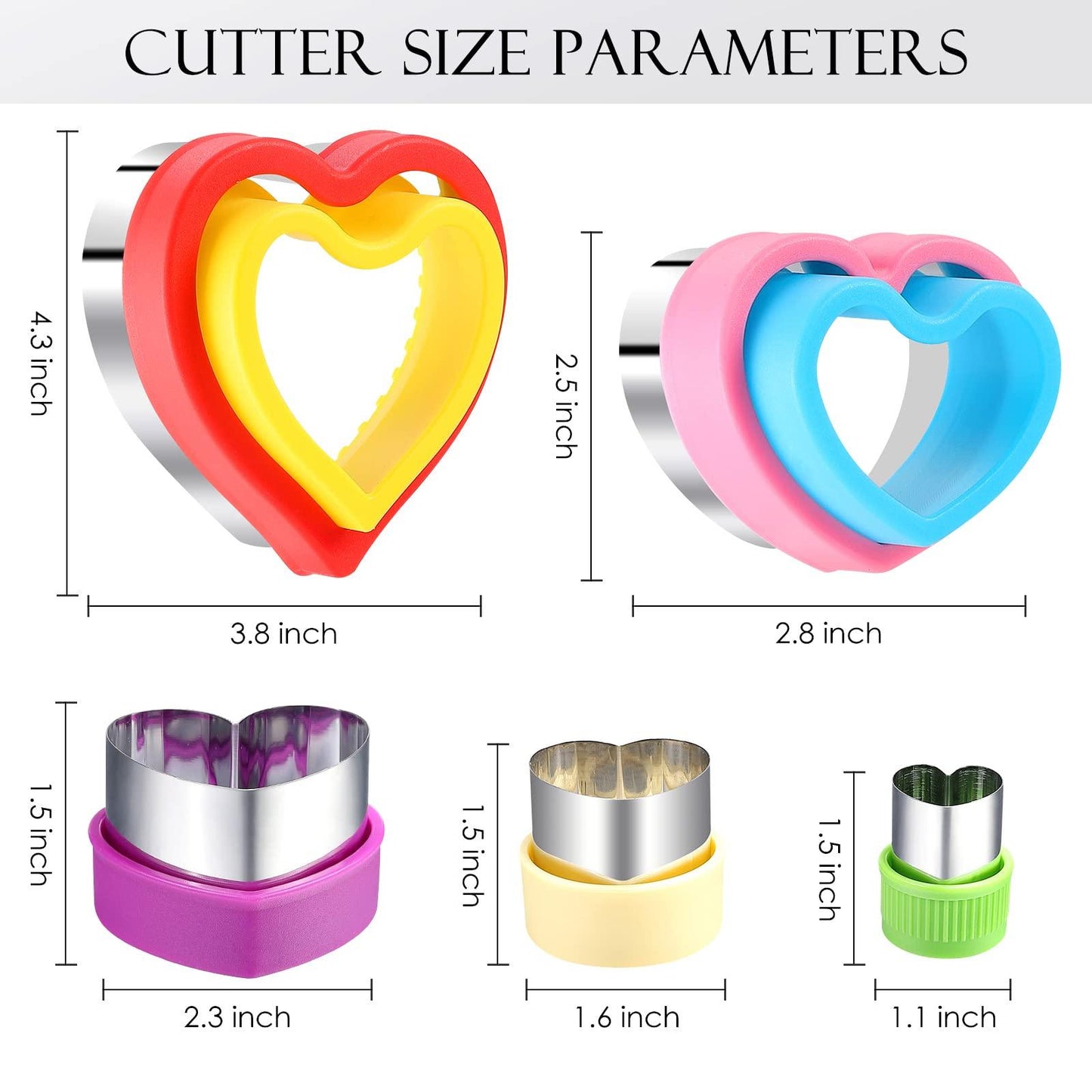 Heart Sandwich Cutter and Sealer,Heart Cookie Cutters 5 Pcs Valentine's Day Heart Shapes Stainless Steel Cookie Cutters Mold for Fruits Vegetables Cakes Biscuits and Sandwiches - CookCave