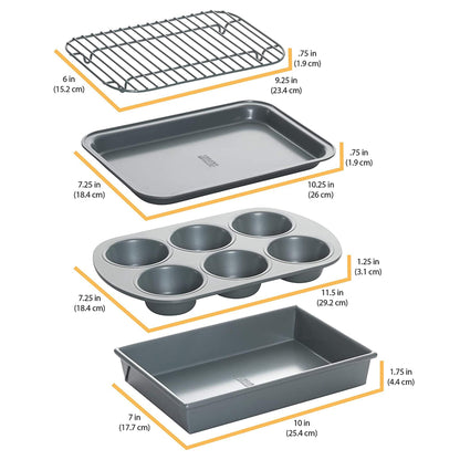 Chicago Metallic Non-Stick Toaster Oven Bakeware Set, 4-Piece, Carbon Steel - CookCave