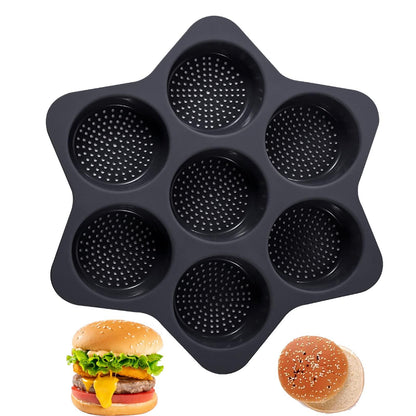 atrccs Silicone Hamburger Bun Mold 7 cavity loaf pan Non Stick Baking Pannon-stick pan easy to release household silicone food baking New Baking tool (black) - CookCave