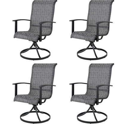 Grand patio Outdoor Swivel Rocking 4 Pieces Dining Chairs Set, Mesh Sling Patio High Back Swivel Rockers with All-Weather Frame, Black & Grey Plaid - CookCave