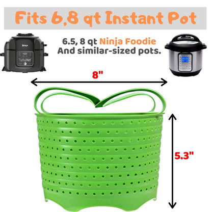 Silicone Steamer Basket | Foldable, Space-Saving | Fits 6,8 Qt Instant Pot and Similar-Sized Pressure Cookers Accessories - CookCave