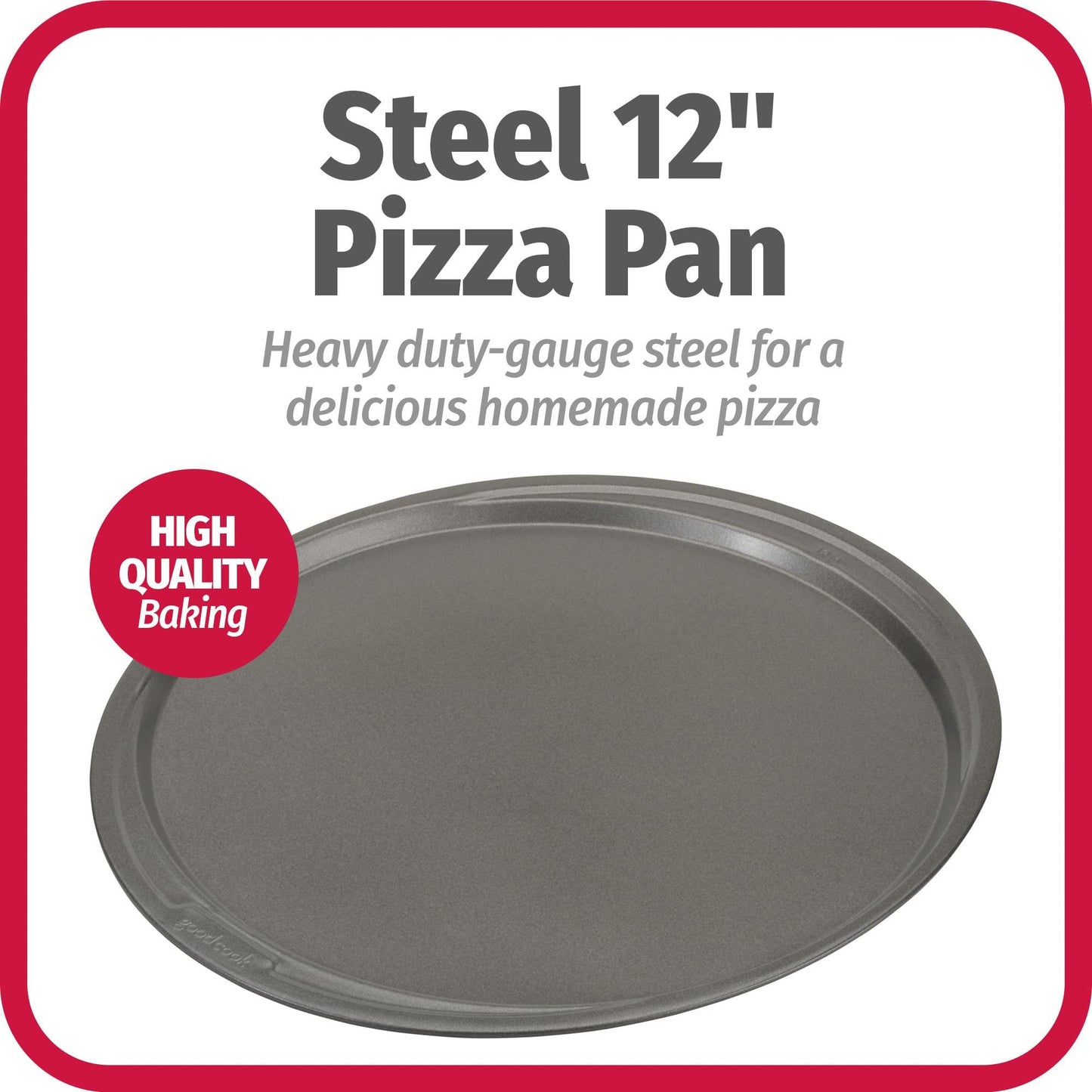 Goodcook 04036 Non-Stick Pizza Pan, 11-3/4 in Dia x 16.4 in L x 14-1/2 in W x 2.8 in H, Steel - CookCave