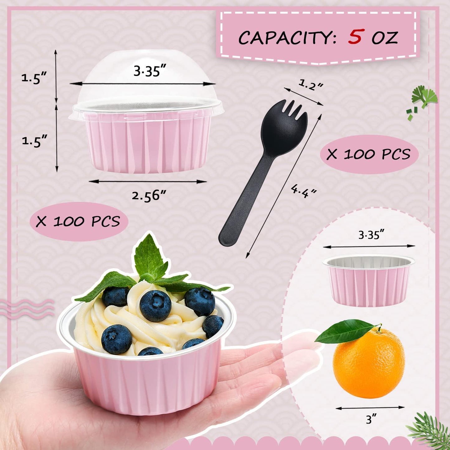 5oz Cupcake Pans with Dome Lids 100 Pack,LNYZQUS Aluminum Foil Small Cake Baking Tin,Disposable Ramekins Cupcake Baking Cups Containers,Mini Pie Pans Muffin Tins Jumbo Cupcake Liners-Pink - CookCave