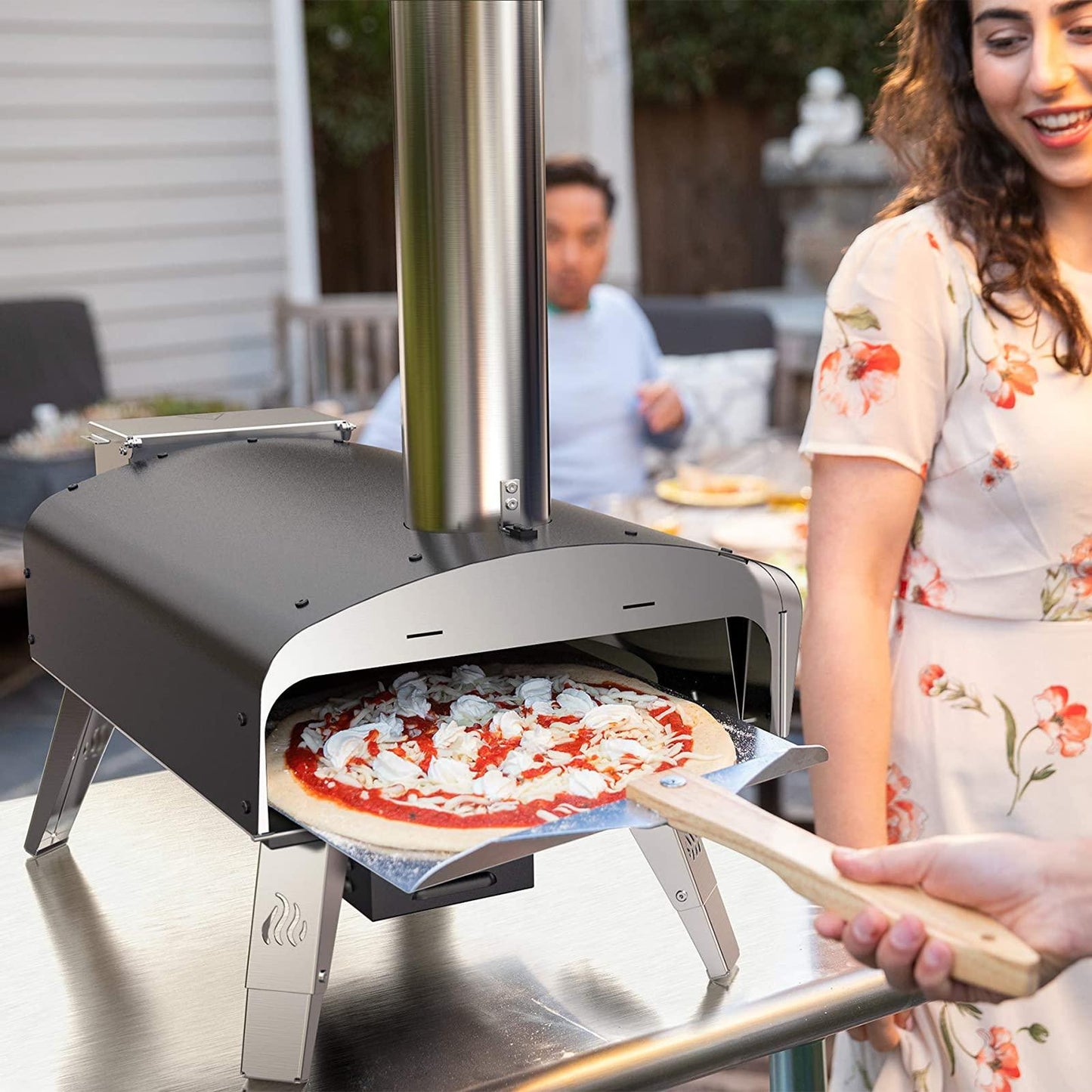 Mimiuo Outdoor Pizza Oven Wood Pellet Fired Pizza Stove with Automatic Rotating System, Pizza Stone, Pizza Peel and Carry Bag (Tisserie W-Oven Series) - Global Patent - CookCave