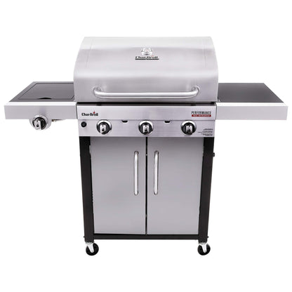 Char-Broil® Performance Series™ TRU-Infrared Cooking Technology 3-Burner with Side Burner Cabinet Style Propane Gas Stainless Steel Grill - 463371719 - CookCave