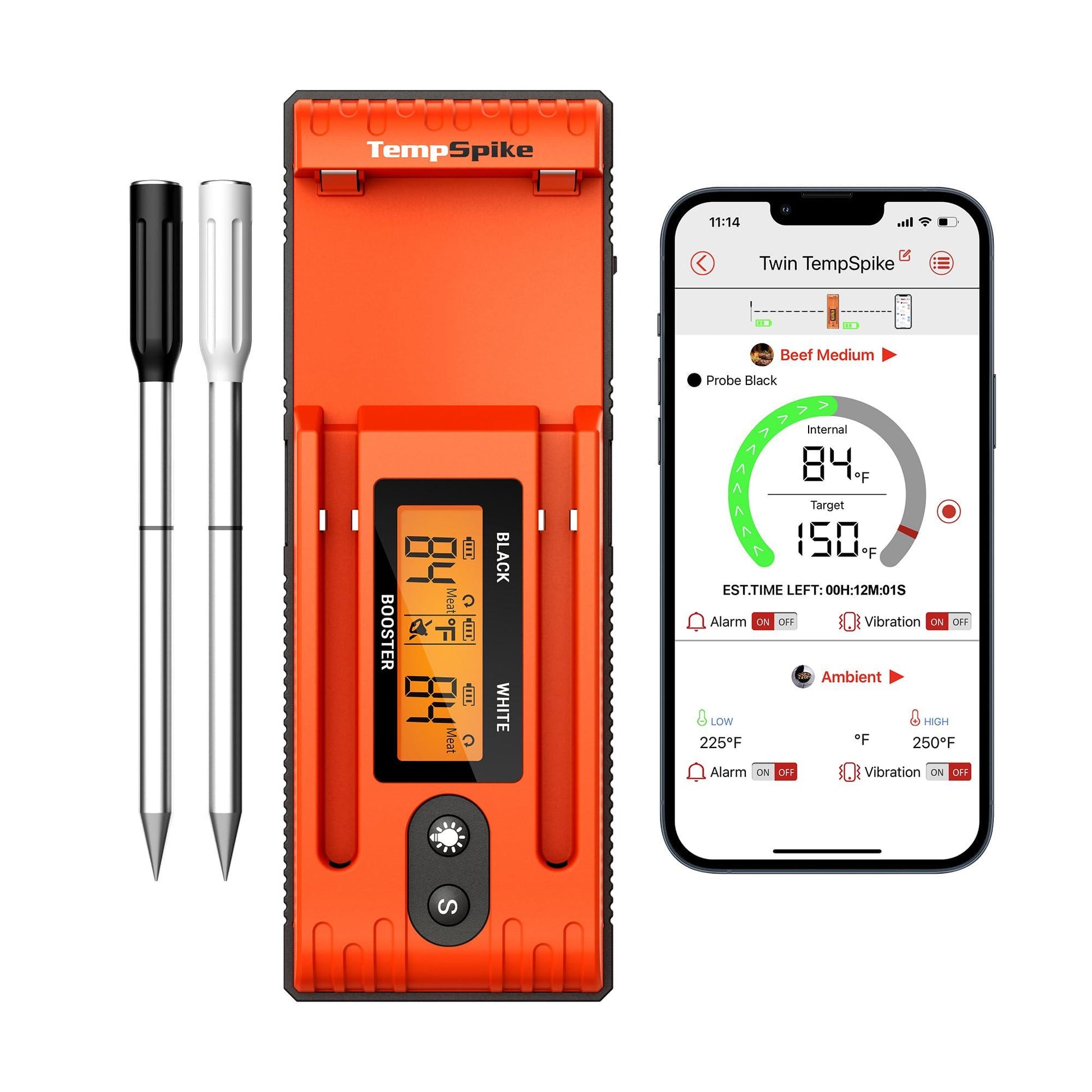 ThermoPro Twin TempSpike Wireless Meat Thermometer with 2 Meat Probes, 500FT Bluetooth Meat Thermometer with LCD-Enhanced Booster for Turkey Beef Rotisserie BBQ Grill Oven Smoker Thermometer - CookCave