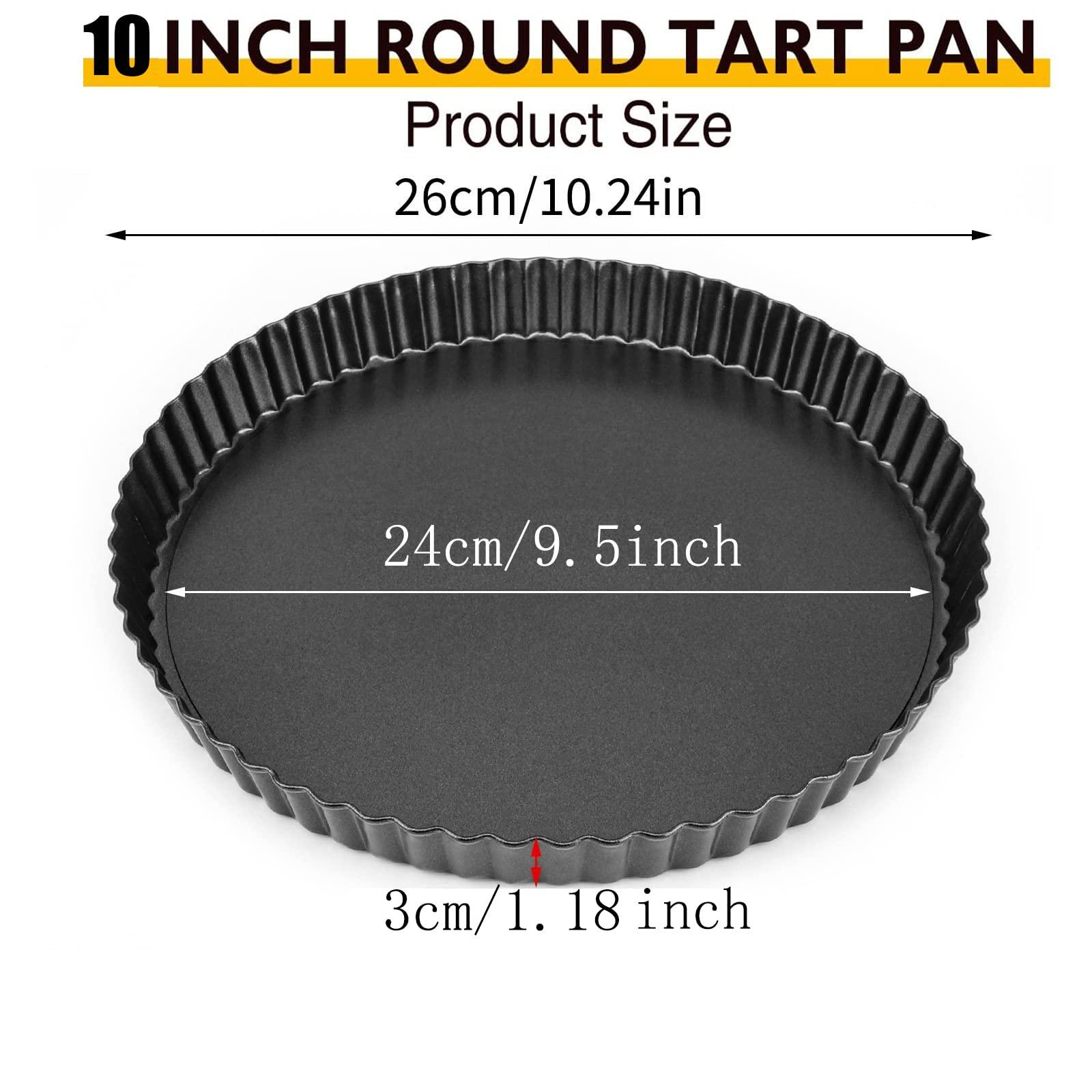 RICHSC-PAN Tart Pan 10 Inch Tart Pan Carbon Steel Round Non-Stick Pan Quiche Pan With Removable Chassisor For Mousse Cakes, Kitchen Reusable Baking Tools With A Depth Of 1.18 Inches - CookCave