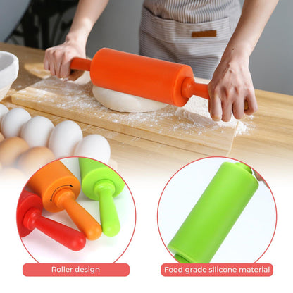 Faxco 4 Pack Mini Rolling Pin for Kids, 9 Inch Plastic Handle Rolling Pin Non-Stick Silicone Rolling Pins for Children Cake Baking - CookCave