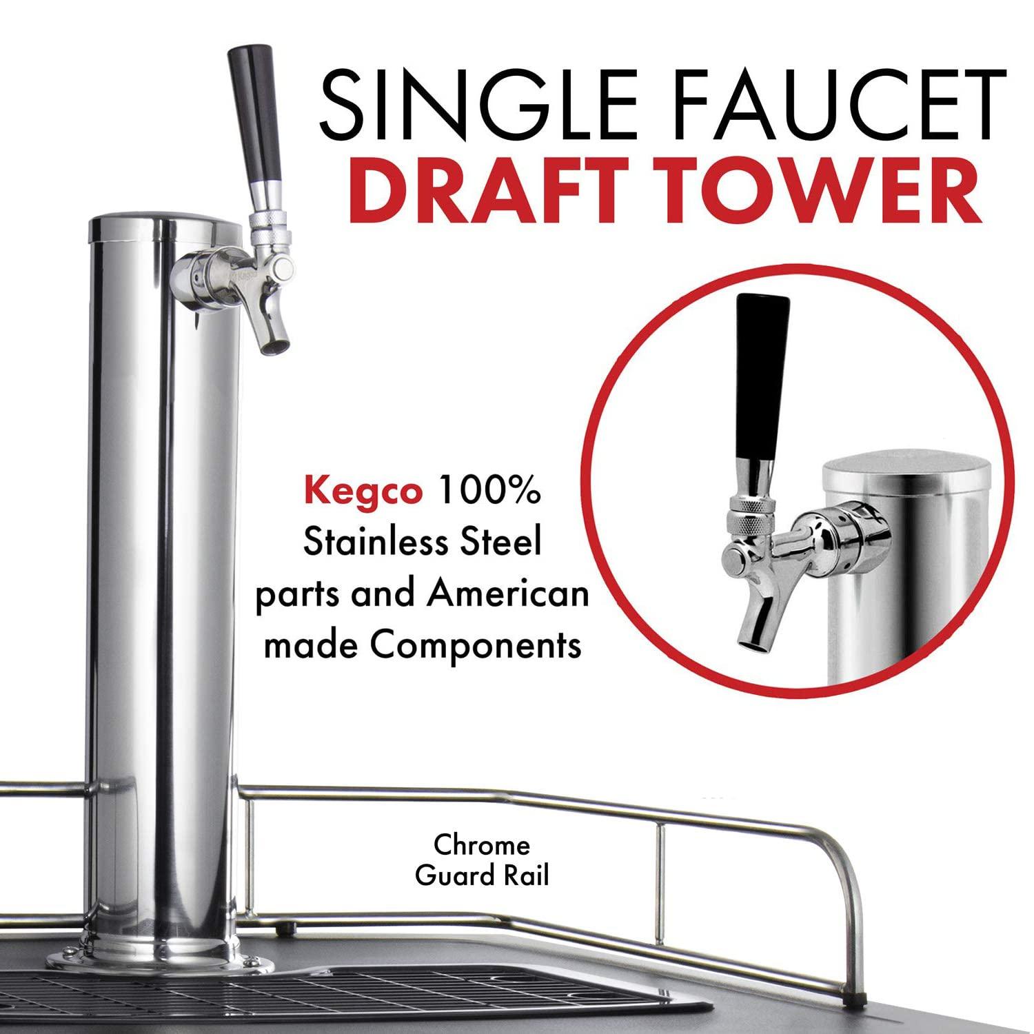 Kegco Kegerator Full Size Keg Refrigerator - Single Faucet - D System, Stainless Steel - CookCave