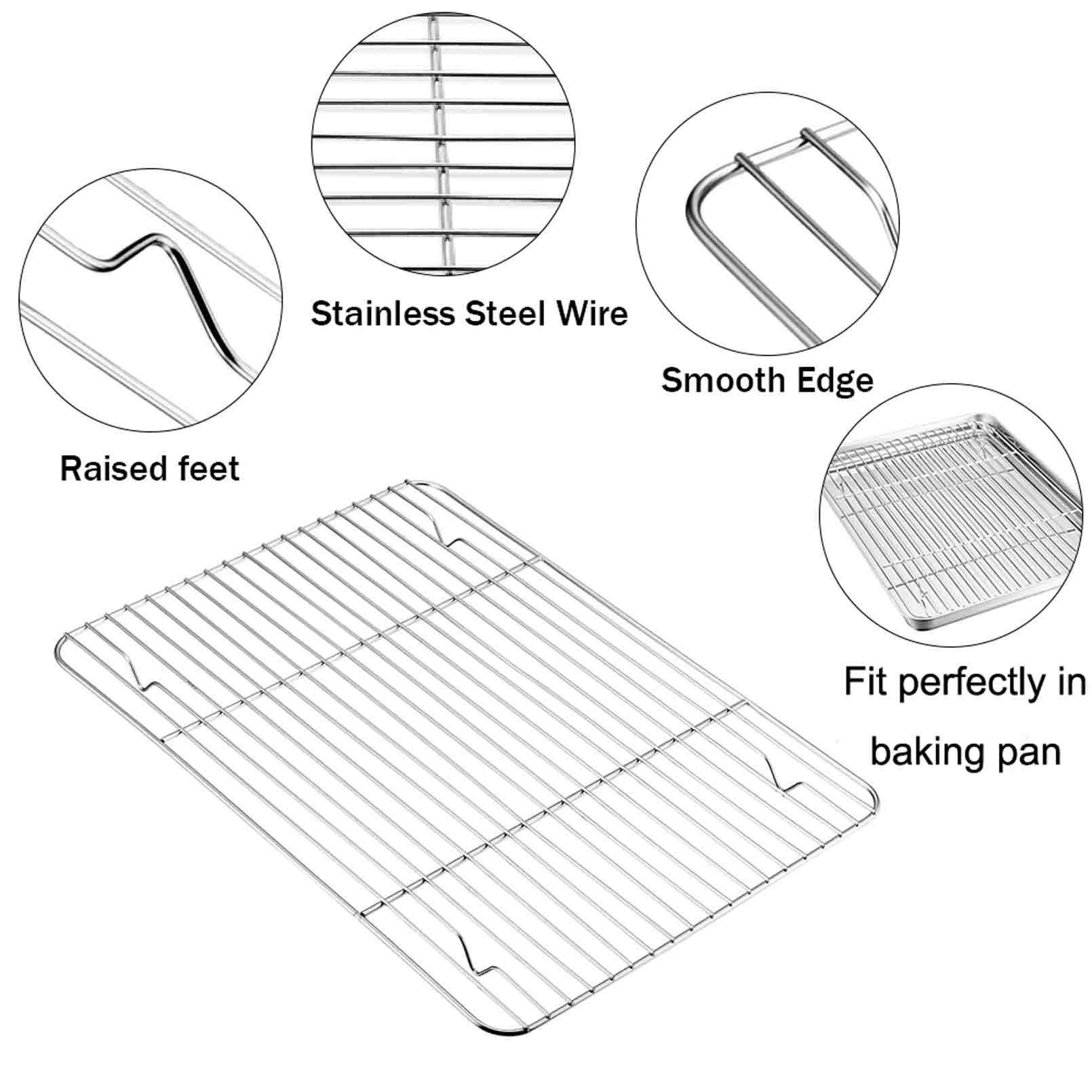 TeamFar Baking Sheet with Rack Set, Stainless Steel Cookie Sheet Baking Pans with Cooling Rack, Non Toxic & Healthy, Rust Free & Heavy Duty, Mirror Finish & Easy Clean, Dishwasher Safe - 6 Pieces - CookCave