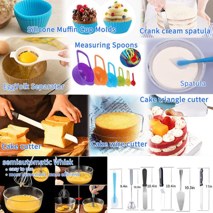 Cake Decorating Kit,635 Pcs Decorating Supplies With 3 Springform Pan Sets Icing Nozzles Rotating Turntable Cake Topper Piping Bags Carrier Holder,Cake Baking Set Tools - CookCave