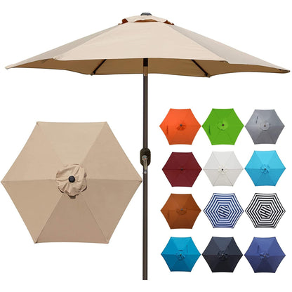 Blissun 7.5 ft Patio Umbrella, Yard Umbrella Push Button Tilt Crank (Tan) - CookCave