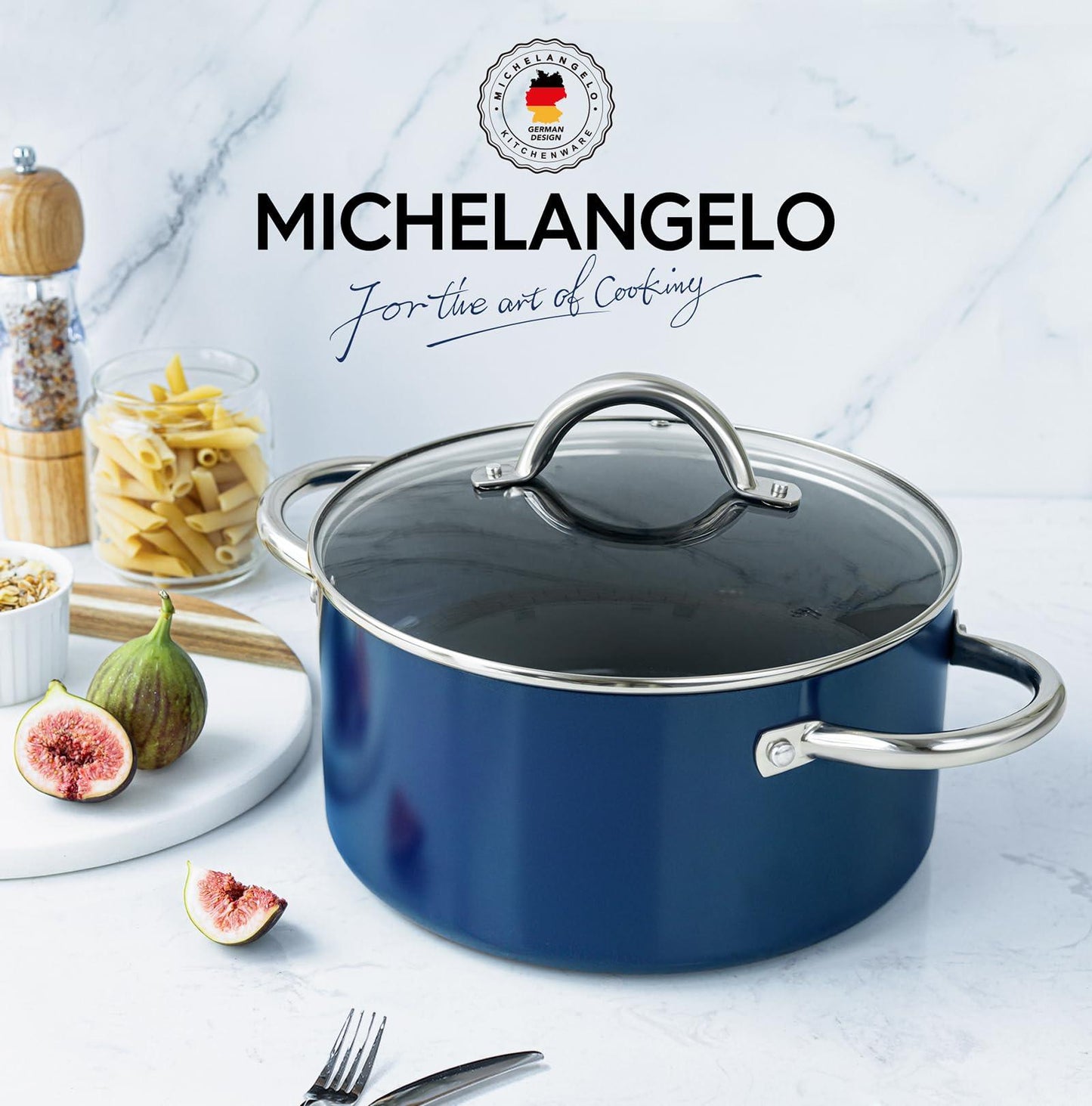 MICHELANGELO Stock Pot with Lid, 5 Quart Nonstick Cooking Pot, Ceramic Soup Pot Induction Compatible, Non Stick Pot with Stainless Steel Handle, 5 Quart Nonstick Pot for Cooking - CookCave