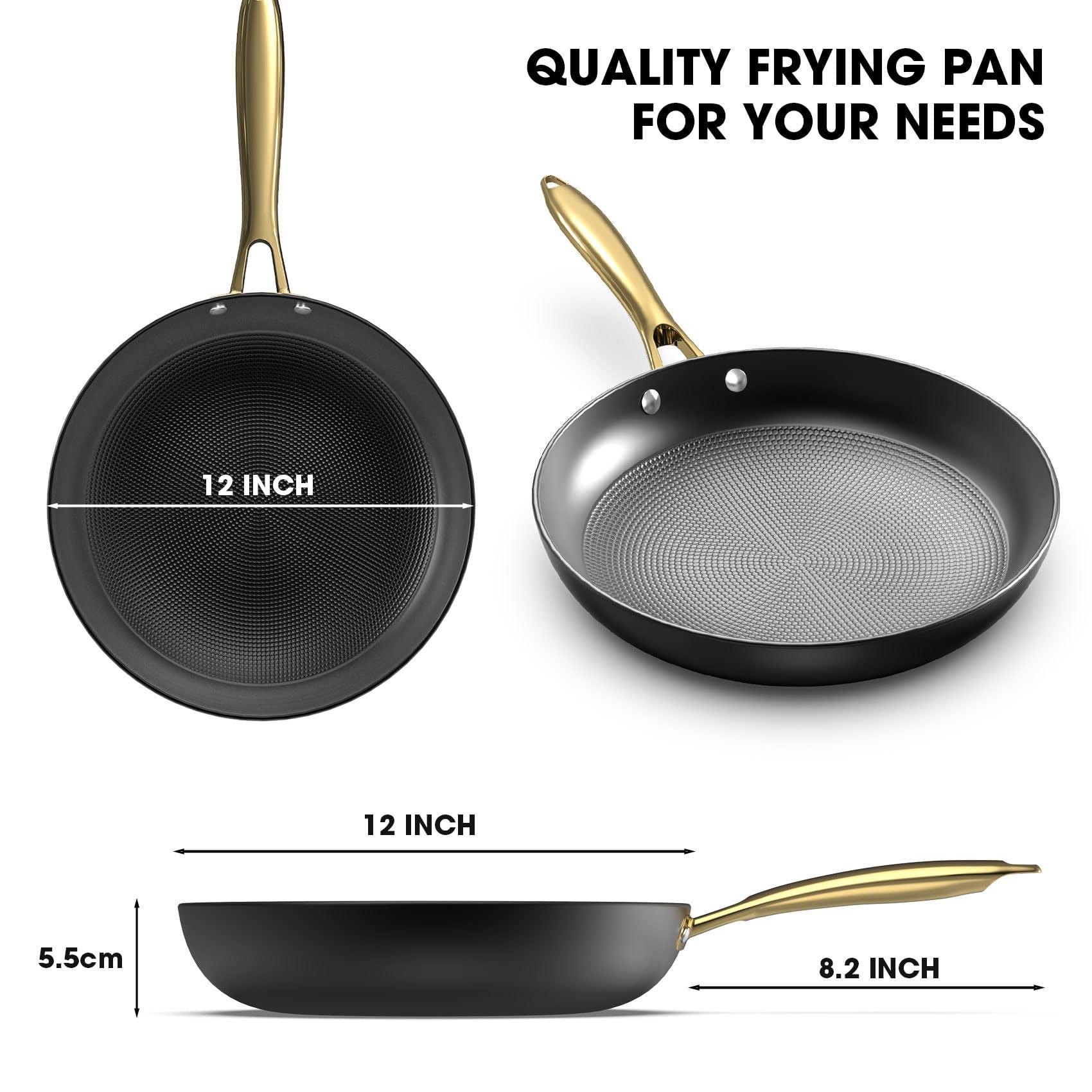 imarku Cast Iron Skillets, 12 Inch Cast Iron Pan, Professional Non Stick Frying Pans Long Lasting Nonstick Frying Pan Nonstick Pan, Stay Cool Handle, Easy Clean, Best Gift - CookCave